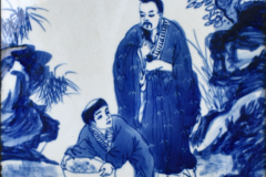 民国青花瓷板画四联屏