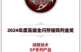 绿算技术GP系列产品荣获2024年度高端全闪存储阵列金奖